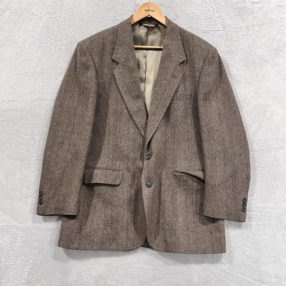 American Trend Sport‎ 44 Coat Tweed Lambswool Herringbone Blazer VTG